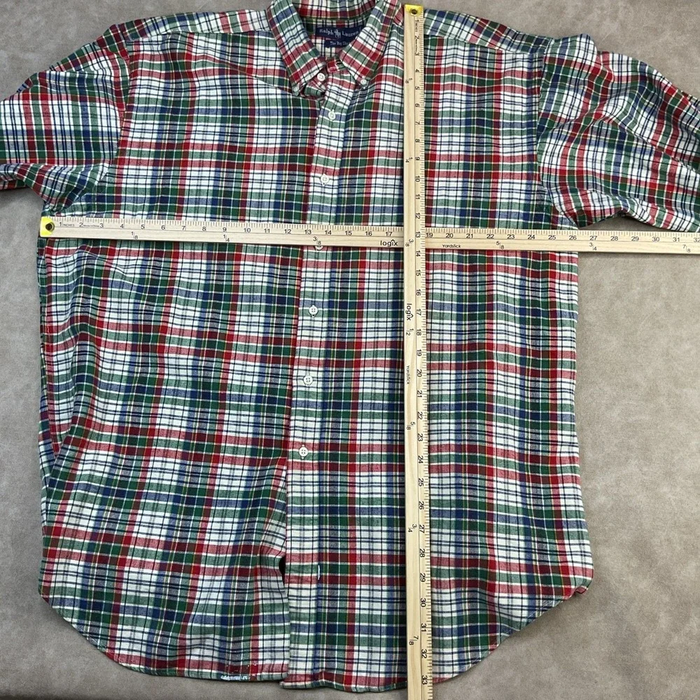 Vintage Ralph Lauren Shirt Men Sz XL The Big Shirt 90s Flannel Plaid Long Sleeve